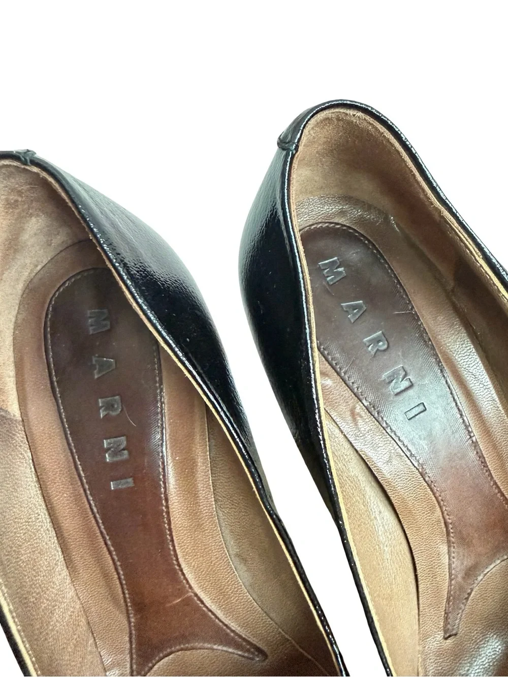 Marni Black Brown Two Tone Leather Closed Toe Platform Heels Pumps Size 8 Womens